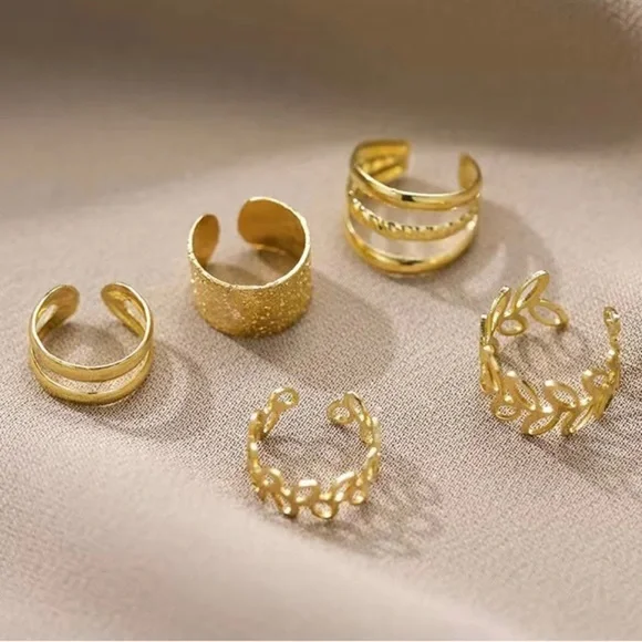 Set of 5 gold earring cuffs - Picture 5 of 6